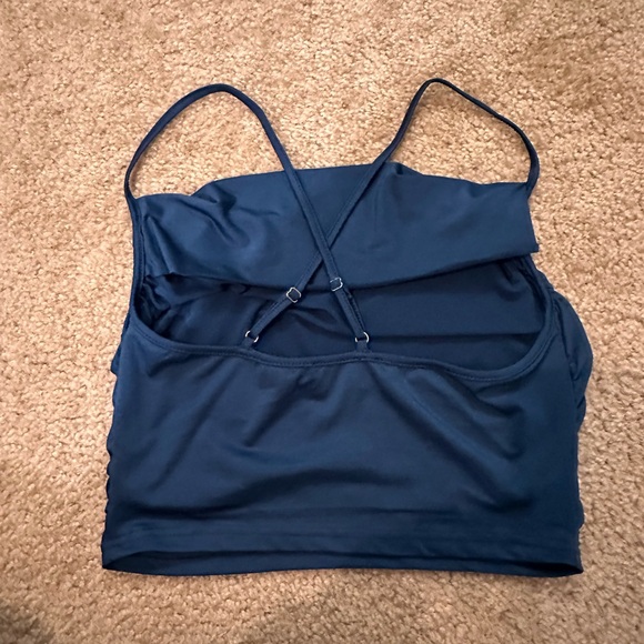 Cider Blue Cowl Neck Criss Cross Tank Top Size M Never Worn - Picture 2 of 3